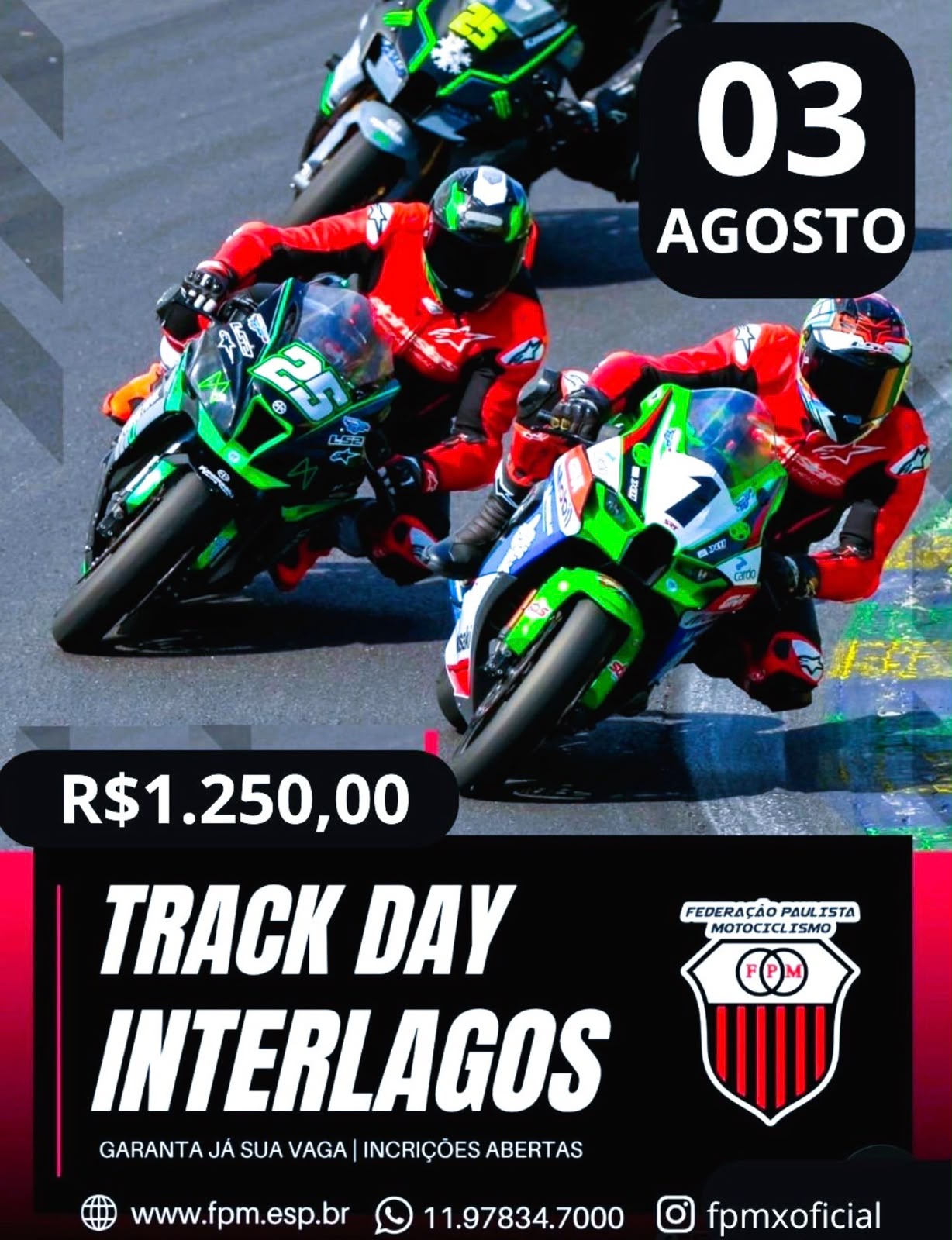 Inscrições online: 03/08/2026 e 03/08/2026  - Track Day - INTERLAGOS / SP Interlagos TrackDay